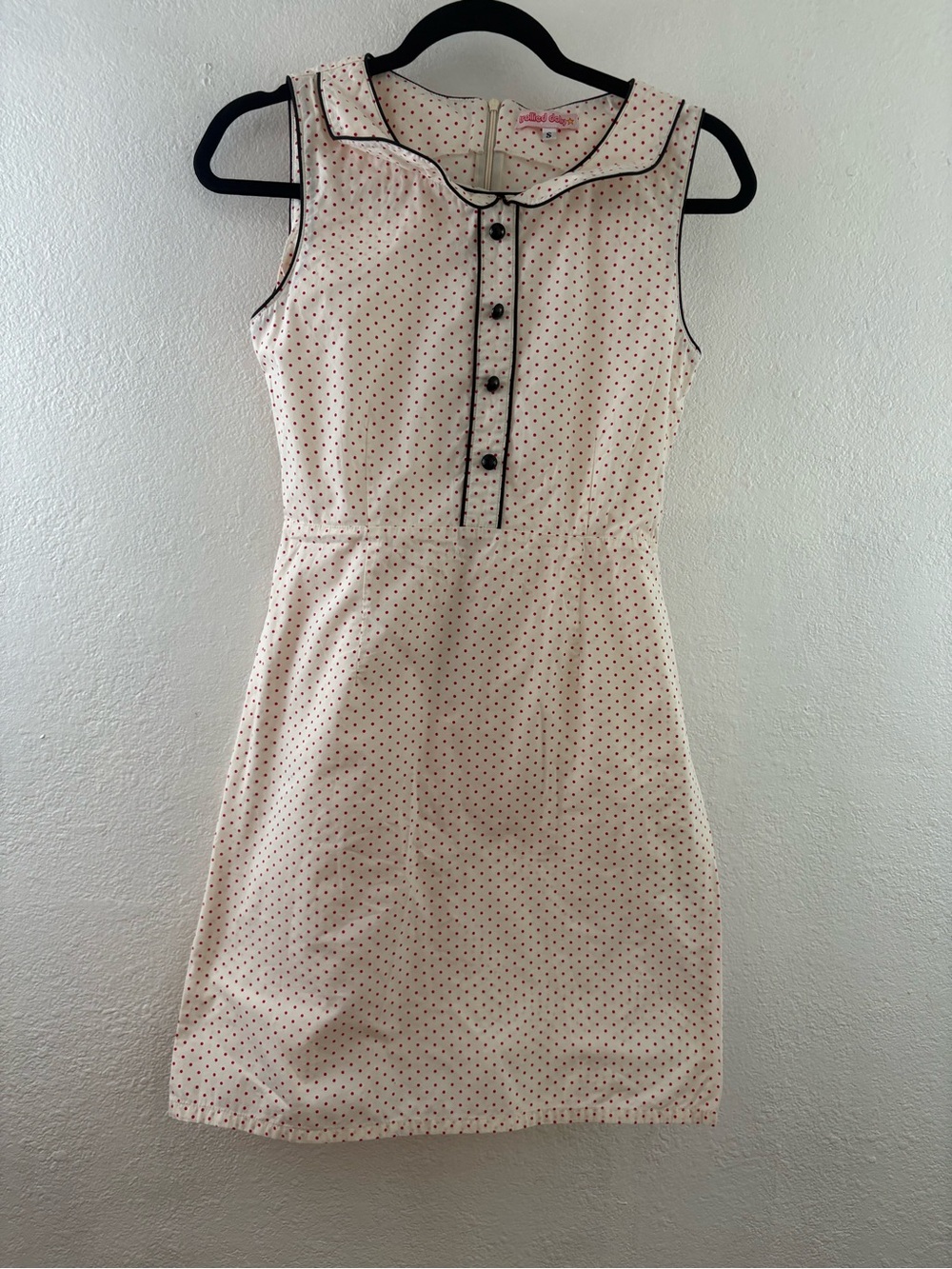 Trollied Dolly vintage-style sleeveless mini dress red polka dot size S